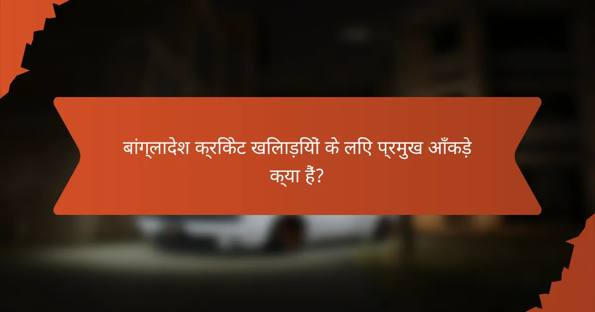 बांग्लादेश क्रिकेट खिलाड़ियों के लिए प्रमुख आँकड़े क्या हैं?