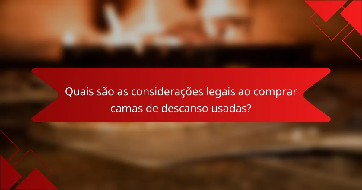Quais são as considerações legais ao comprar camas de descanso usadas?